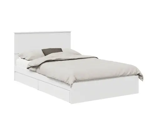 Laos Voodi Peaga Sahtliga Valge 135 X 190 Cm Tehispuit