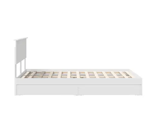 Laos Voodi Peaga Sahtliga Valge 135 X 190 Cm Tehispuit