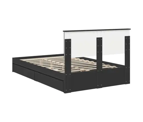 Saugos Lova Su Galvūgalio Juoda 135 X 190 Cm Apdirbta Mediena