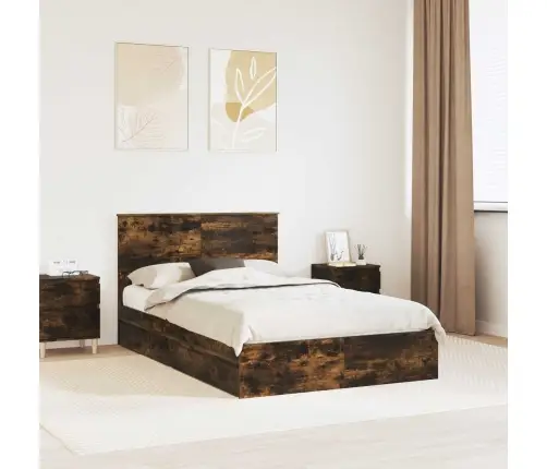 Laos Voodi Peaga Suitsetatud Tamm 135 X 190 Cm Tehispuit