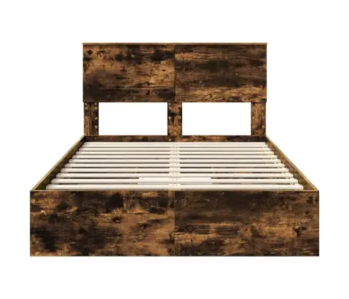 Laos Voodi Peaga Suitsetatud Tamm 135 X 190 Cm Tehispuit