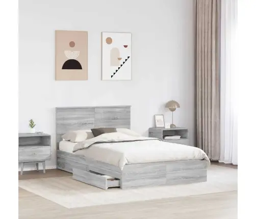 Saugos Lova Pilkas Sonoma 135 X 190 Cm Apdirbta Mediena