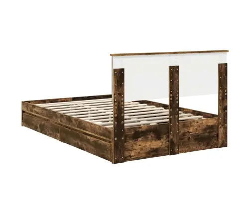 Glabāšanas Gulta Dūmaka Ozols 120 X 190 Cm Inženierijas Koks Vidaxl