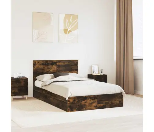 Glabāšanas Gulta Dūmaka Ozols 120 X 200 Cm Inženierijas Koks Vidaxl