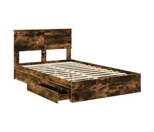 Glabāšanas Gulta Dūmaka Ozols 120 X 200 Cm Inženierijas Koks Vidaxl