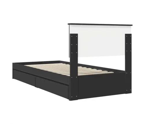 Saugos Lova Su Galvūgalio Juoda 100 X 200 Cm Apdirbta Mediena