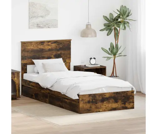 Glabāšanas Gulta Dūmaka Ozols 100 X 200 Cm Inženierijas Koks Vidaxl