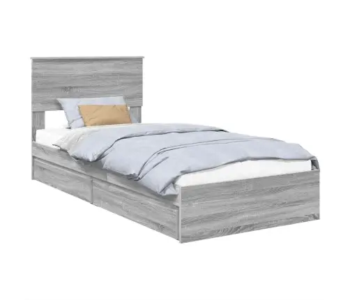 Glabāšanas Gulta Pelēks Sonoma 100 X 200 Cm Inženierijas Koks Vidaxl