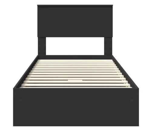 Laos Voodi Peaga Sahtliga Must 90 X 190 Cm Tehispuit