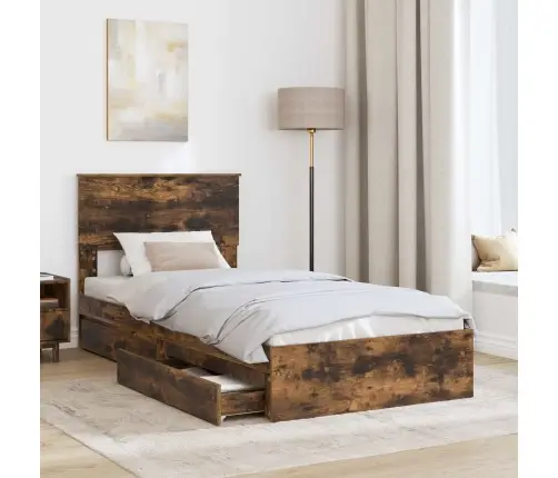 Saugos Lova Rūkyta Ąžuolas 90 X 190 Cm Apdirbta Mediena