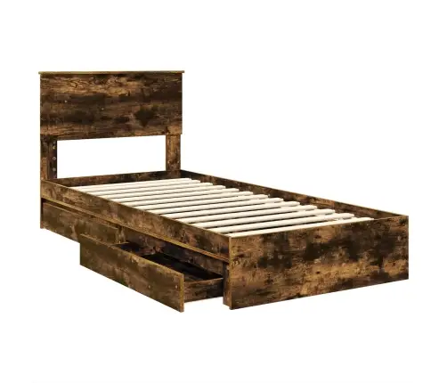 Saugos Lova Rūkyta Ąžuolas 90 X 190 Cm Apdirbta Mediena