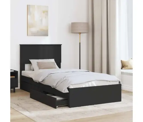 Glabāšanas Gulta Melna 75 X 190 Cm Inženierijas Koks Vidaxl