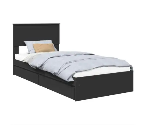 Glabāšanas Gulta Melna 75 X 190 Cm Inženierijas Koks Vidaxl