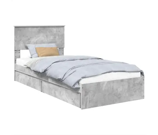 Laos Voodi Peaga Sahtliga Betoonhall 70 X 190 Cm Tehispuit