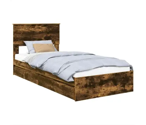 Glabāšanas Gulta Dūmaka Ozols 75 X 190 Cm Inženierijas Koks Vidaxl