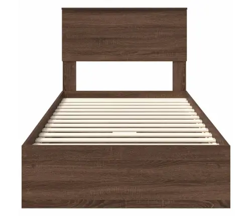 Laos Voodi Peaga Sahtliga Pruun Tamme 75 X 190 Cm Tehispuit