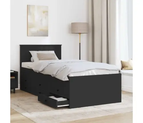 Diena Gulta Ar Atvilktni Melna 90 X 190 Cm Inženierijas Koks Vidaxl