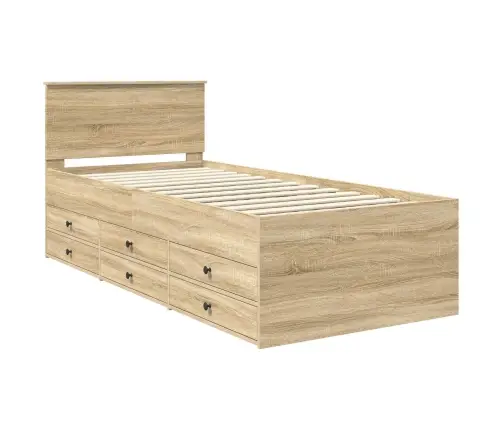 Päevavoodi Sahtliga Sonoma Tamm Ja Must 90 X 190 Cm Tehispuit