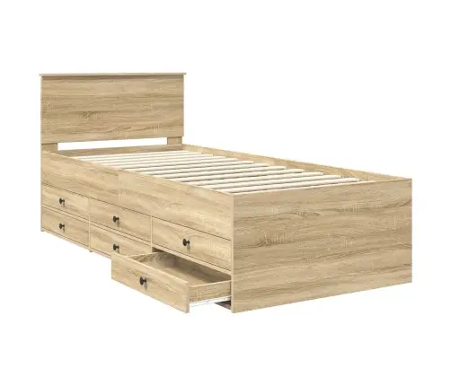 Päevavoodi Sahtliga Sonoma Tamm Ja Must 90 X 190 Cm Tehispuit