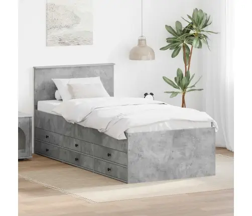 Diena Gulta Ar Atvilktni Betona Pelēks Un Melns 90 X 190 Cm Vidaxl