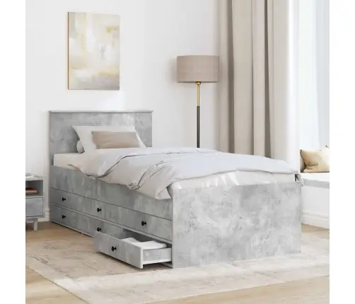 Diena Gulta Ar Atvilktni Betona Pelēks Un Melns 90 X 190 Cm Vidaxl