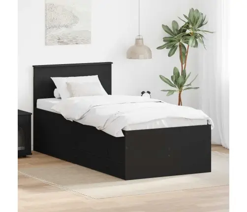 Diena Gulta Ar Atvilktni Melna 90 X 200 Cm Inženierijas Koks Vidaxl