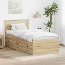 Diena Gulta Sonoma Ozols Un Melns 90 X 200 Cm Inženierijas Koks Vidaxl