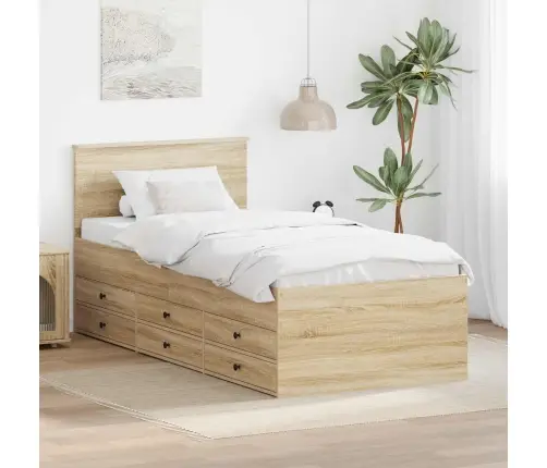 Diena Gulta Sonoma Ozols Un Melns 90 X 200 Cm Inženierijas Koks Vidaxl