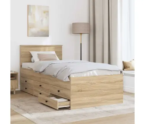 Diena Gulta Sonoma Ozols Un Melns 90 X 200 Cm Inženierijas Koks Vidaxl