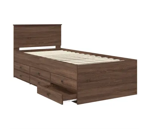 Diena Gulta Brūns Ozols Un Melns 90 X 200 Cm Inženierijas Koks Vidaxl