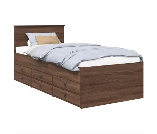 Diena Gulta Brūns Ozols Un Melns 90 X 200 Cm Inženierijas Koks Vidaxl