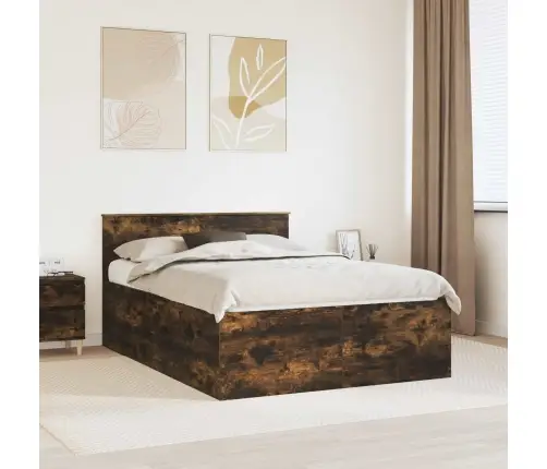 Gultas Rāmis Dūmaka Ozols 160 X 200 Cm Inženierijas Koks Vidaxl