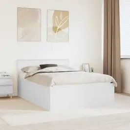 Gultas Rāmis Balts 150 X 200 Cm Inženierijas Koks Vidaxl