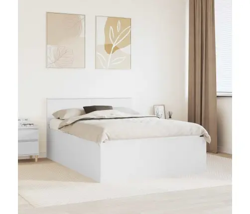 Gultas Rāmis Balts 150 X 200 Cm Inženierijas Koks Vidaxl