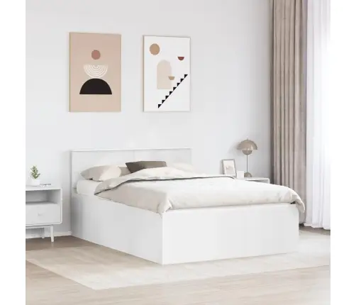 Gultas Rāmis Balts 150 X 200 Cm Inženierijas Koks Vidaxl