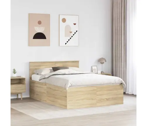 Voodi Raam Peaga Sonoma Tamm 150 X 200 Cm Tehispuit