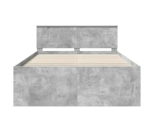 Gultas Rāmis Betona Pelēks 150 X 200 Cm Inženierijas Koks Vidaxl