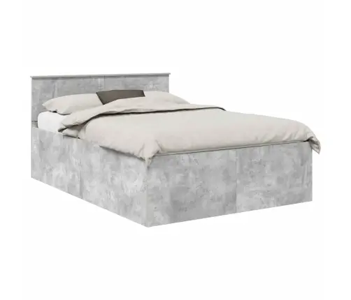 Gultas Rāmis Betona Pelēks 150 X 200 Cm Inženierijas Koks Vidaxl