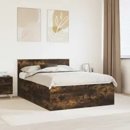 Gultas Rāmis Dūmaka Ozols 150 X 200 Cm Inženierijas Koks Vidaxl