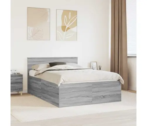 Gultas Rāmis Pelēks Sonoma 150 X 200 Cm Inženierijas Koks Vidaxl
