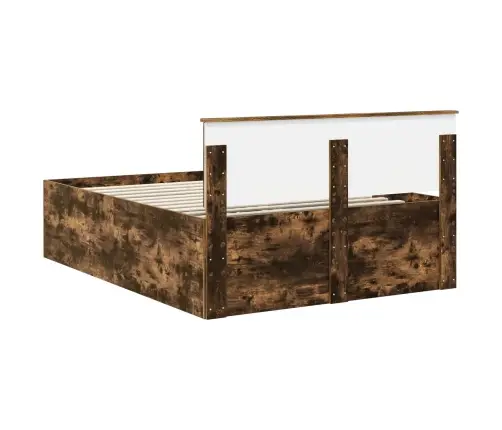 Gultas Rāmis Dūmaka Ozols 140 X 190 Cm Inženierijas Koks Vidaxl