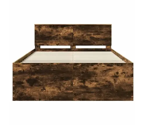 Gultas Rāmis Dūmaka Ozols 140 X 190 Cm Inženierijas Koks Vidaxl