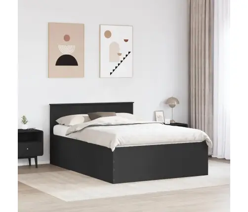 Lovos Rėmas Su Galvūgalio Juoda 140 X 200 Cm Apdirbta Mediena