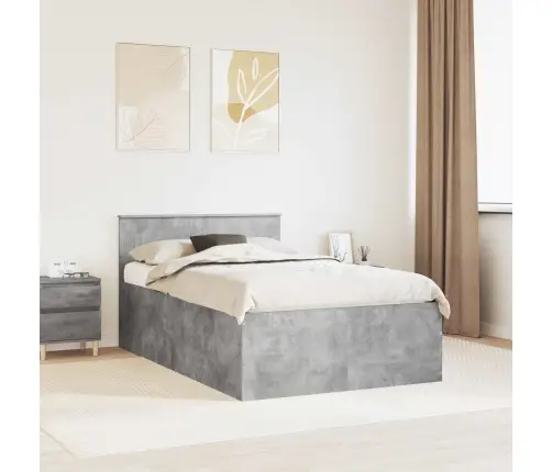 Gultas Rāmis Betona Pelēks 135 X 190 Cm Inženierijas Koks Vidaxl