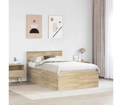 Gultas Rāmis Sonoma Ozols 120 X 190 Cm Inženierijas Koks Vidaxl