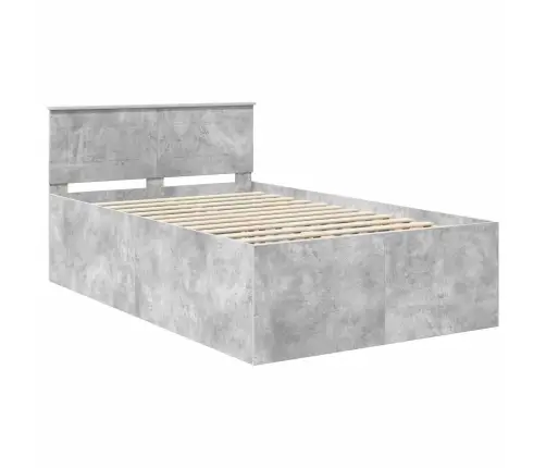 Gultas Rāmis Betona Pelēks 120 X 190 Cm Inženierijas Koks Vidaxl