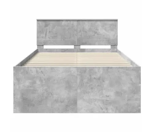 Gultas Rāmis Betona Pelēks 120 X 190 Cm Inženierijas Koks Vidaxl