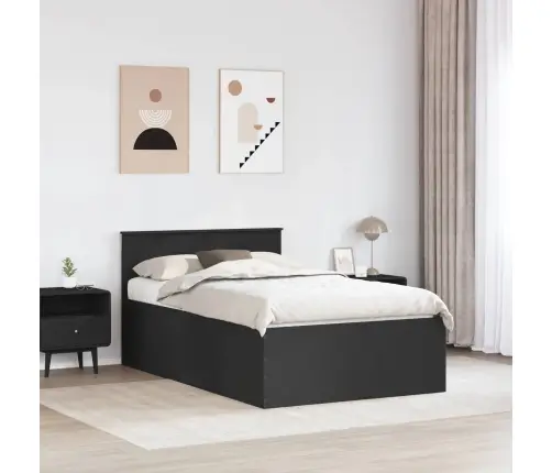 Voodi Raam Peaga Must 120 X 200 Cm Tehispuit