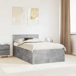 Gultas Rāmis Betona Pelēks 120 X 200 Cm Inženierijas Koks Vidaxl