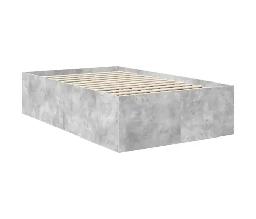 Gultas Rāmis Betona Pelēks 120 X 200 Cm Inženierijas Koks Vidaxl